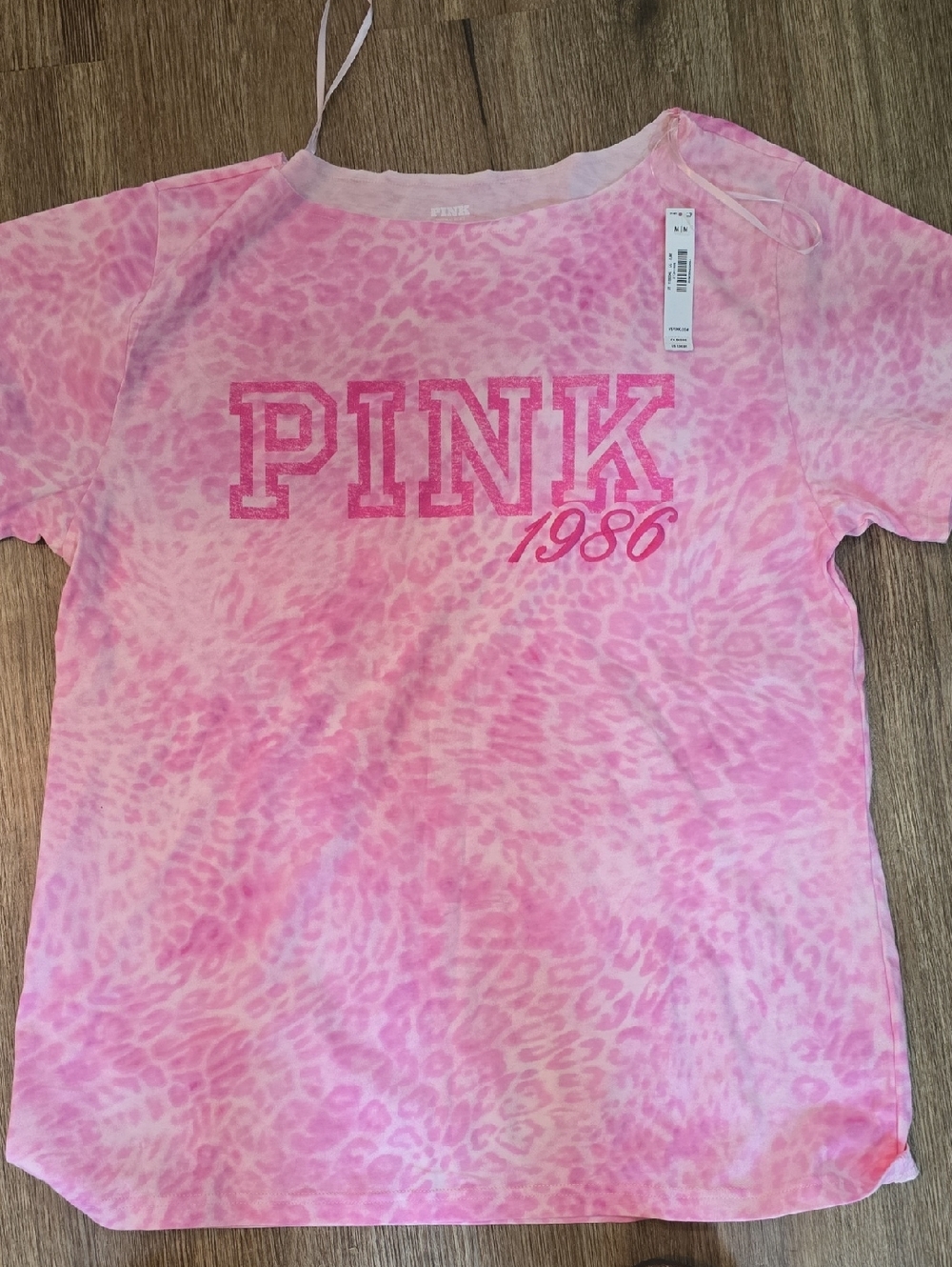 PINK Victoria's Secret Pink Leopard Logo Tee